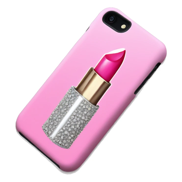 Pink lipstick with bling case sticker