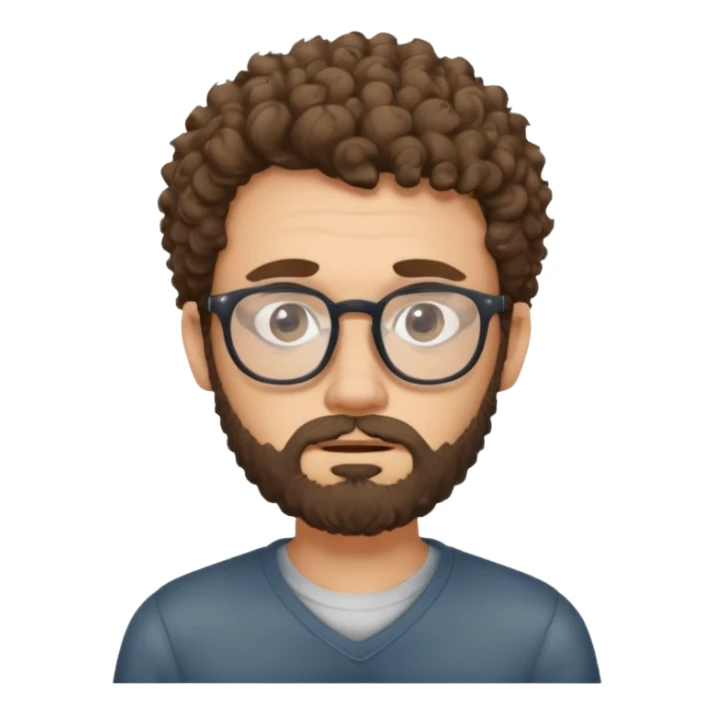 curly skinny guy with bear and glasses, poor with no money sticker