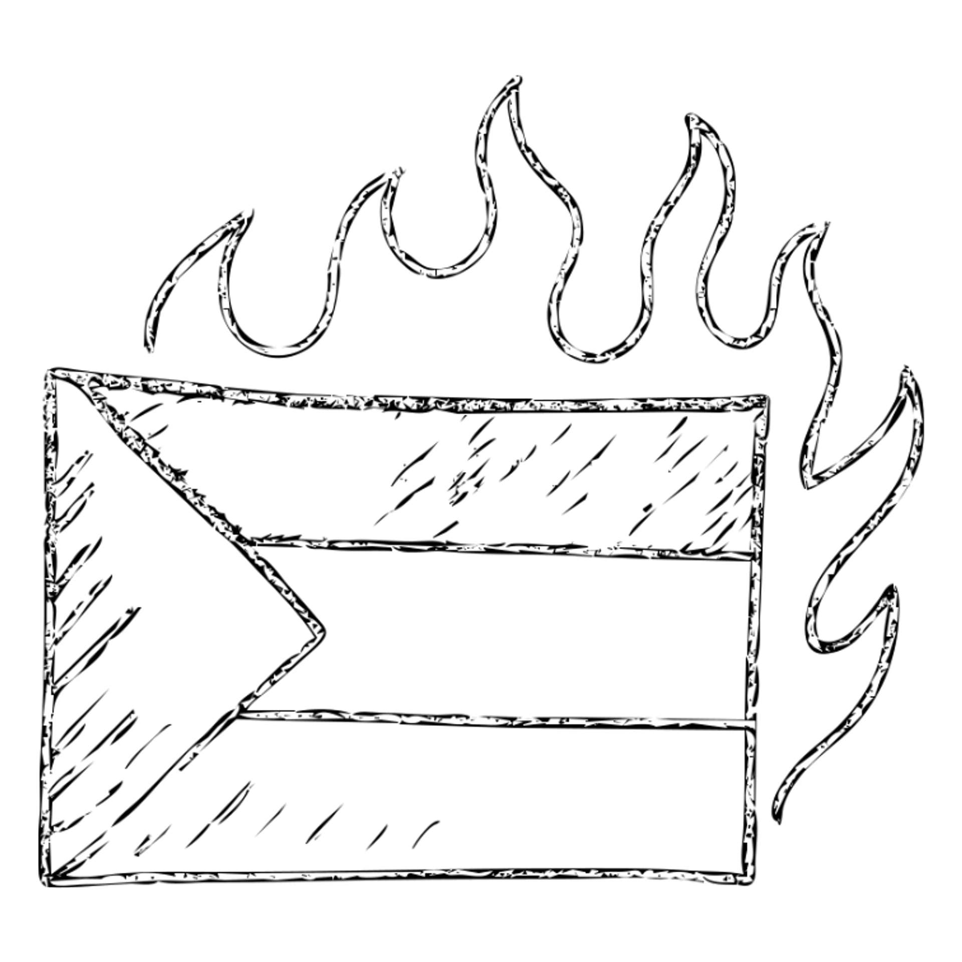 hand-drawn outline of the Palestine flag with burning effect sticker