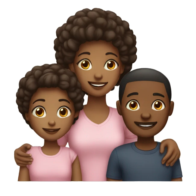 black family 2 kids, 1 boy 1 girl sticker