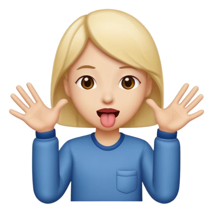 Tongue out with hands to the side sticker