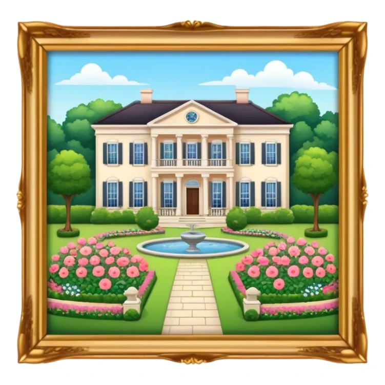 Regency mansion with flower garden, isometric exterior  sticker