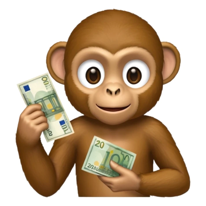 create a monkey holding a 20 euro bill I NEED EXACT A 20 EURO BILL sticker