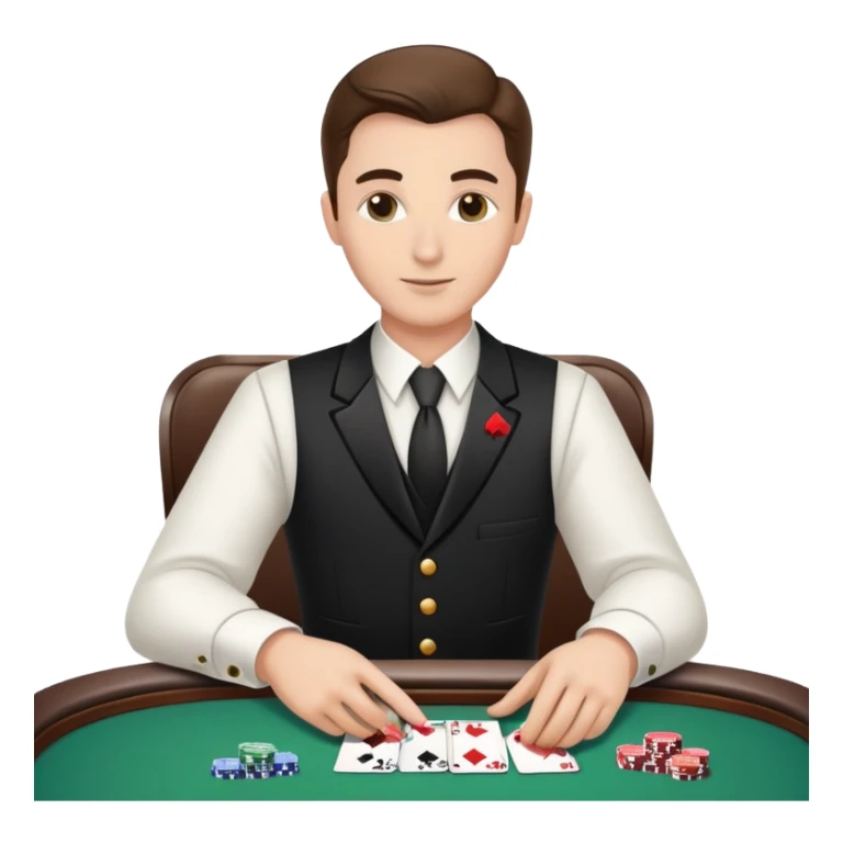 Casino croupier in formal uniform dealing cards at a poker table sticker