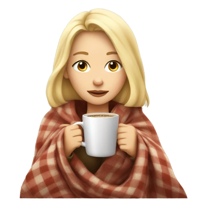 Blonde girl inside a blanket sipping coffee eyes closed sticker