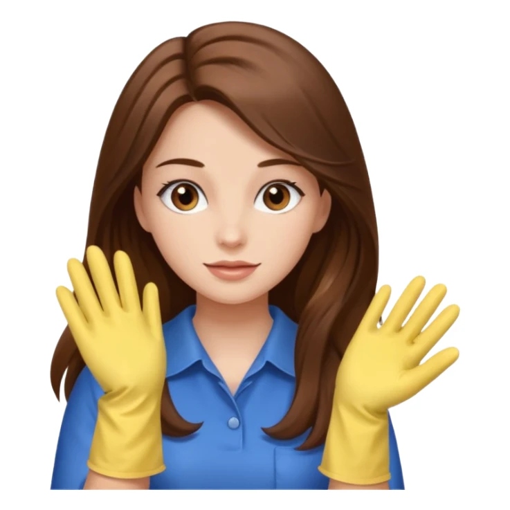 beautiful girl with long brown hair cleaning sticker