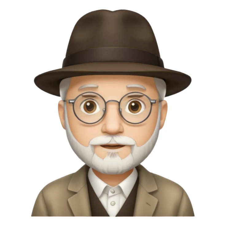 rabbi with white goatee, fedora, round rimmed glasses sticker