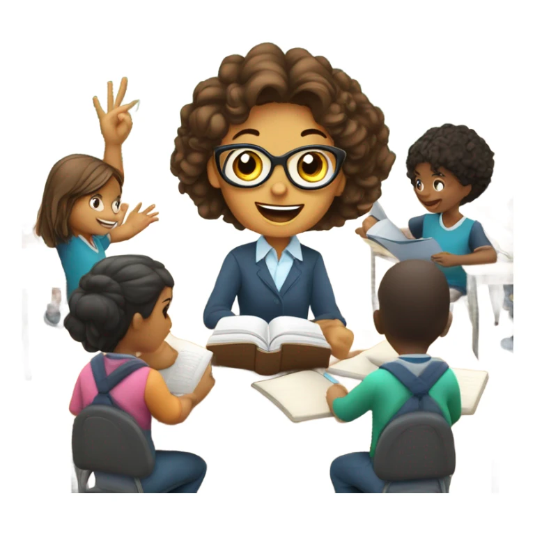 teacher and childrends in the class of language  sticker