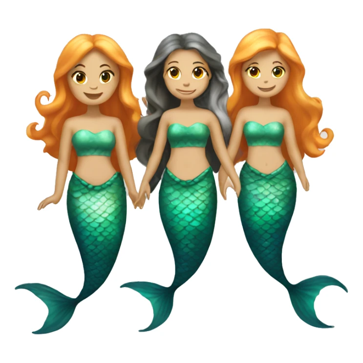 three mermaids (one with blonde hair, two brunette) (orange tails) sticker