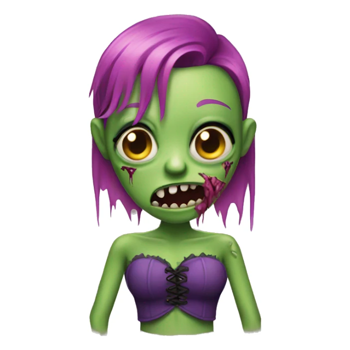 Green zombie with purple hair and pink corset sticker