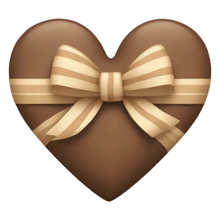 brown pastel heart with a beige striped bow sticker