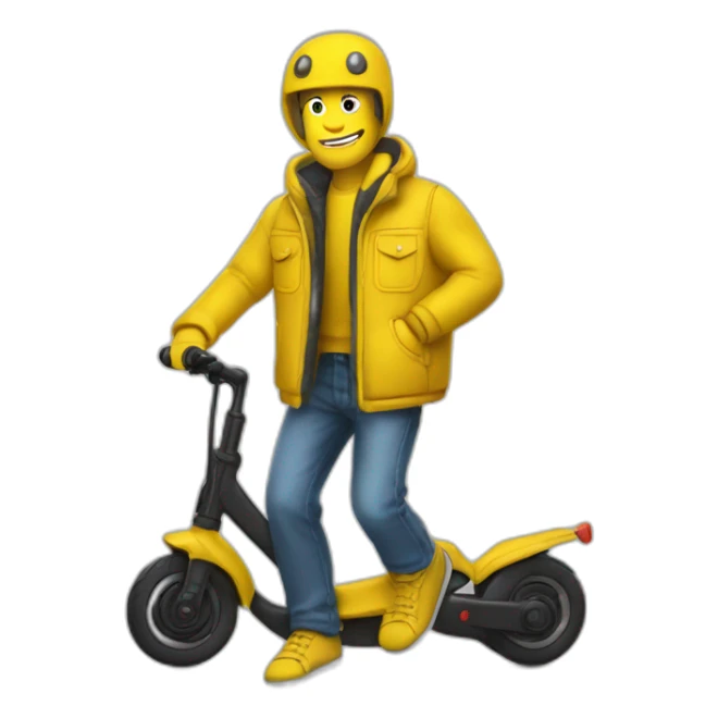 trottinette homme chauve gilet jaune sticker