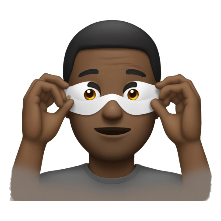 black man putting both hand in his face as a mask, only see his eyes sticker
