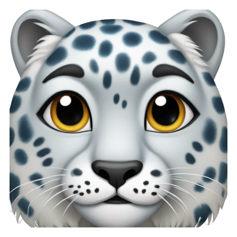 snow leopard with a blue bow on the right side of its head sticker