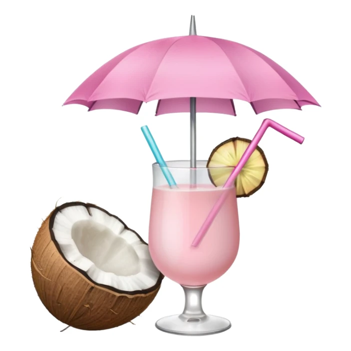 coconut drink with light pink umbrella sticker