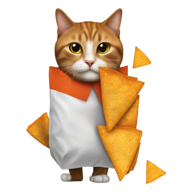 cat with human legs and a bag of doritos sticker