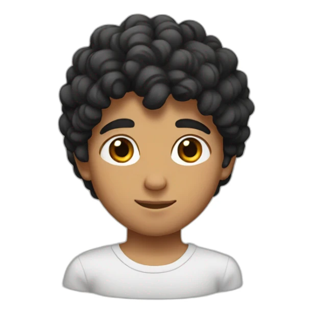 arab boy with curly black hair, uni-brow, and brown eyes sticker