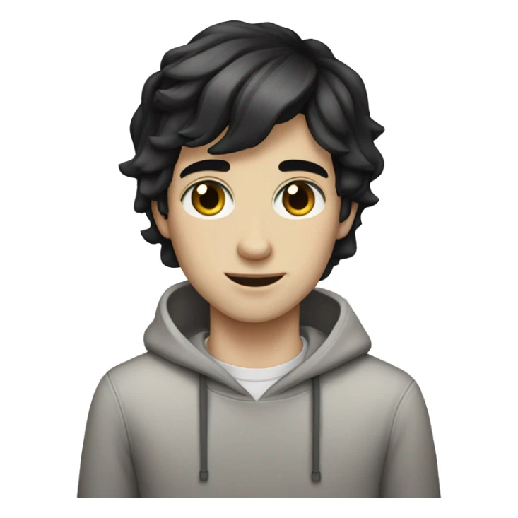 boy black hair pale skin gray eyes sticker