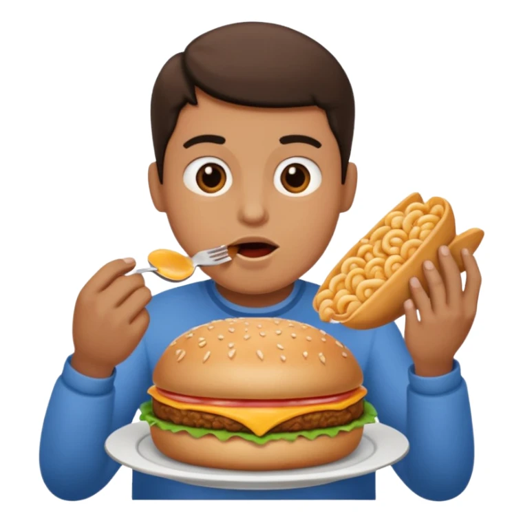 Big fat person eating lots of food sticker