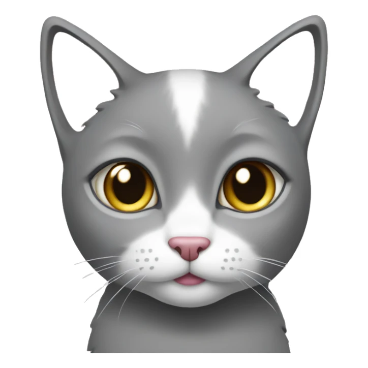 Gray cat with white tummy and pink bow sticker