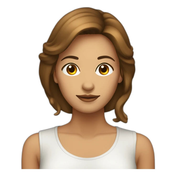 MUJER CON PELO LARGO CASTAÑO, PIEL CLARA, OJOS MARRONES sticker