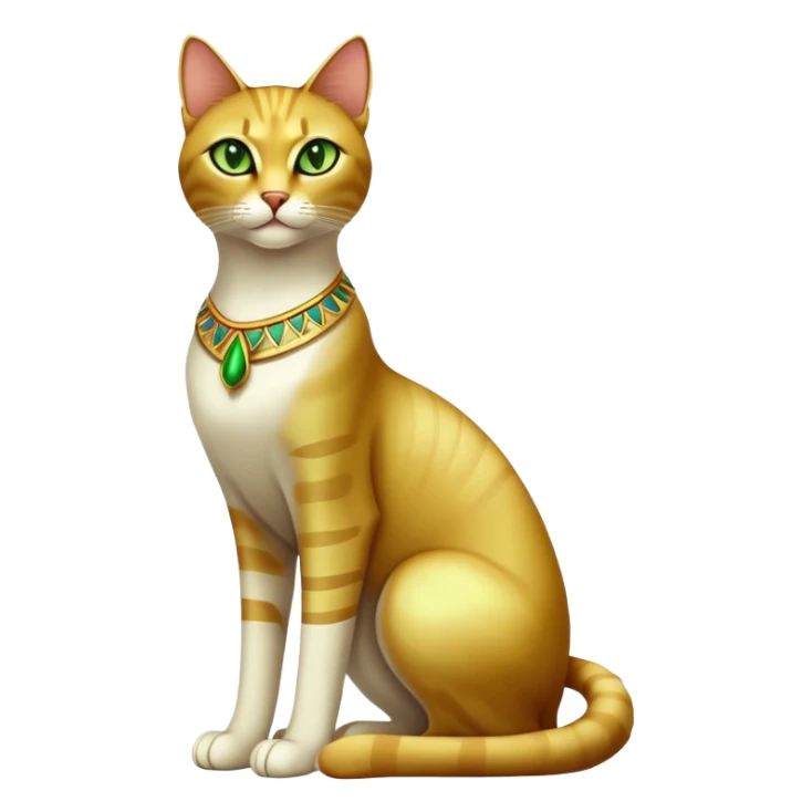 Egyptian cat full body sitting with green eyes sticker