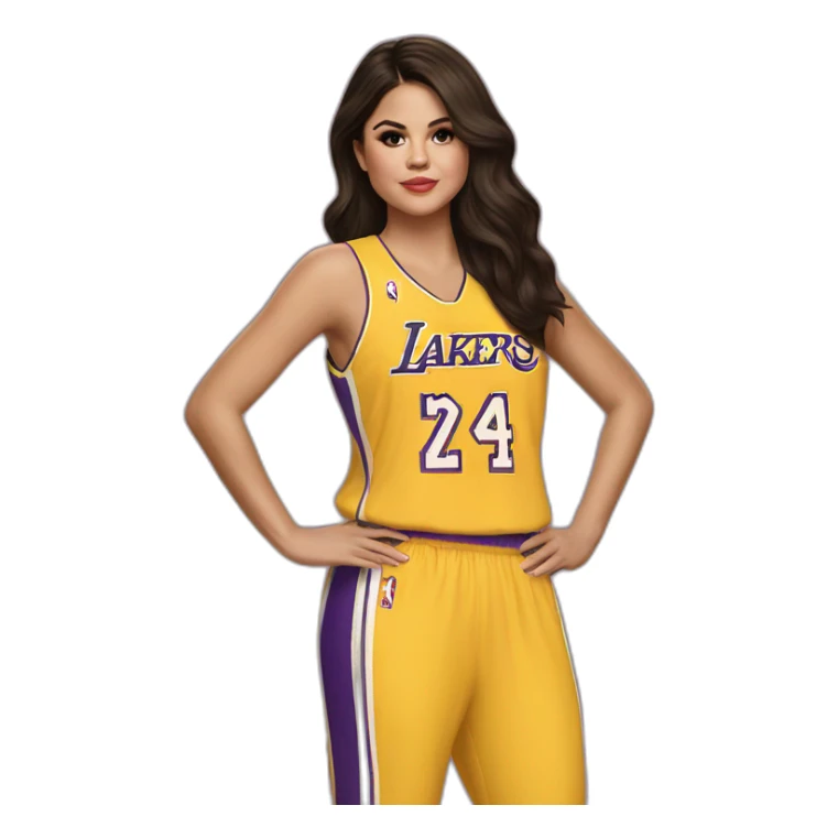 selena gomez with yellow lakers jersey sticker
