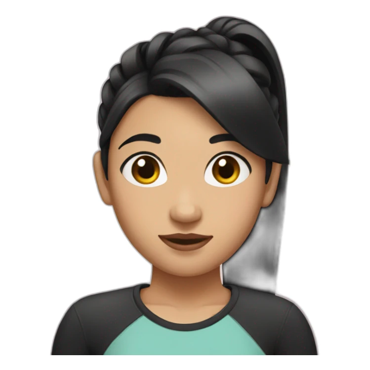 Girl with black hair, ponytail and two front locks. sticker