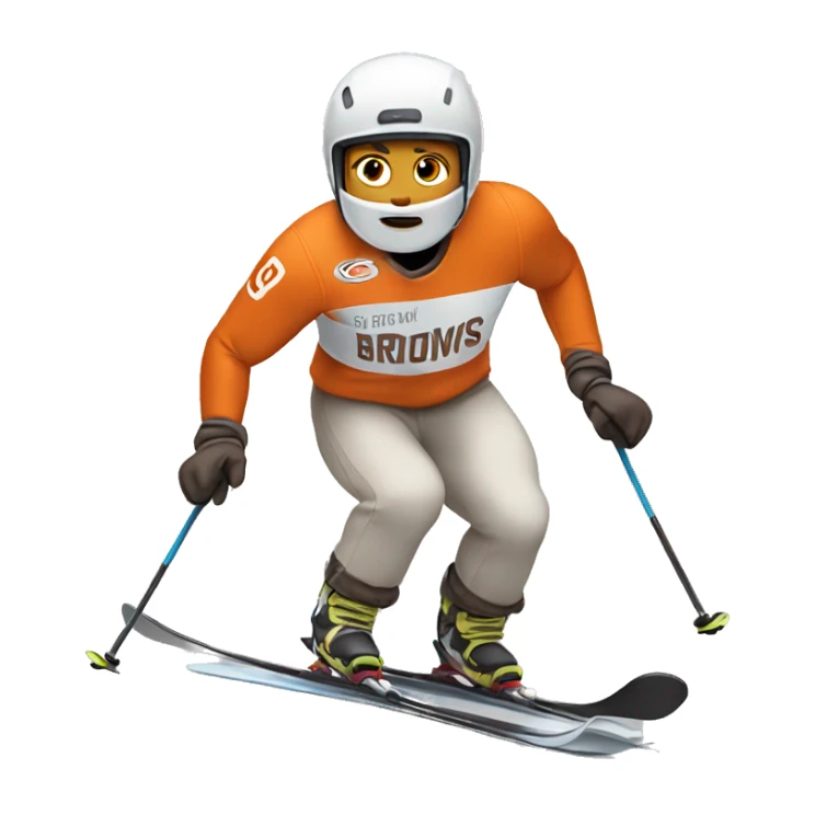 White skinned Skier skiing wearing a browns Jersey sticker