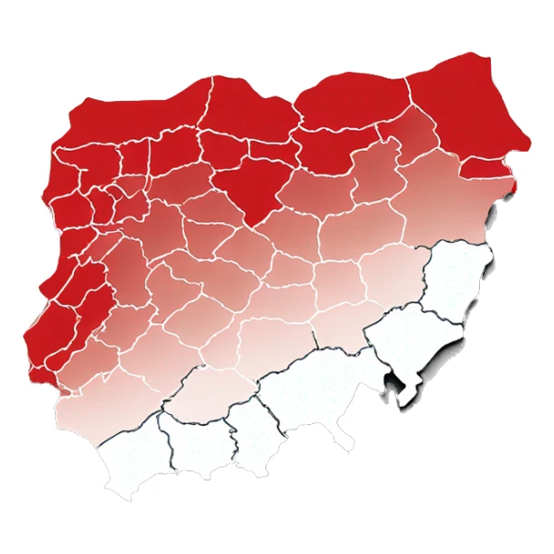 Map of Poland with white and red colour sticker