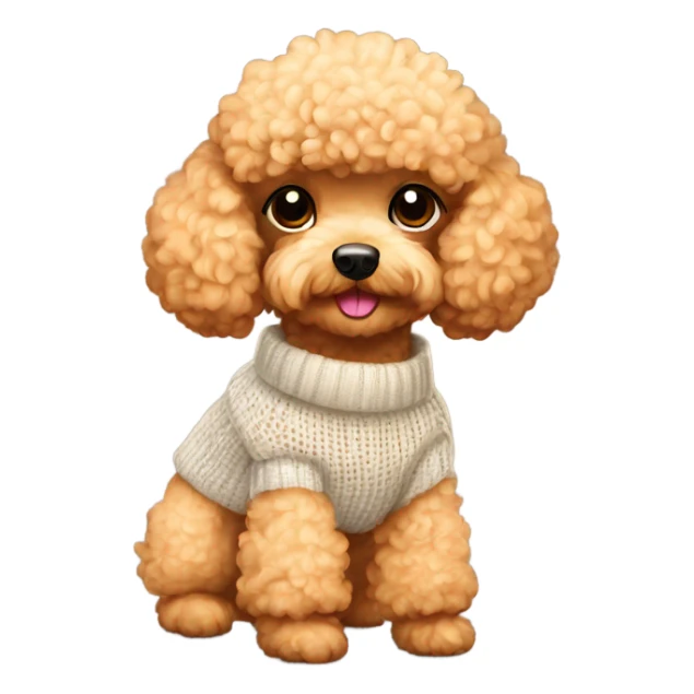Apricot Toy poodle with sweater sticker