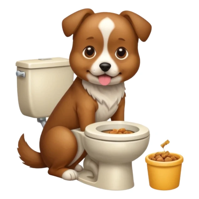 Dog eating food while sitting on the toilet  sticker