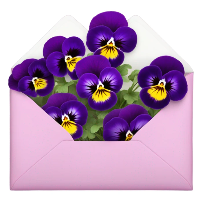 Deep aesthetic violet colour pansies placed in pink a aesthetic envelope  sticker