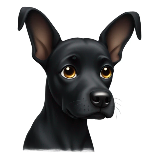 Black dog with one ear up and one ear folded down sticker