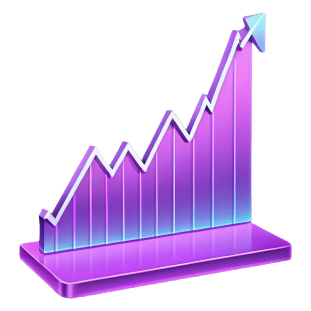 A glowing purple hologram of a line chart sticker