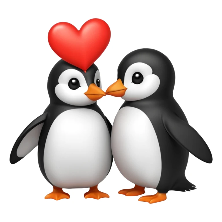 A pingouin sending a kiss with a red heart  sticker