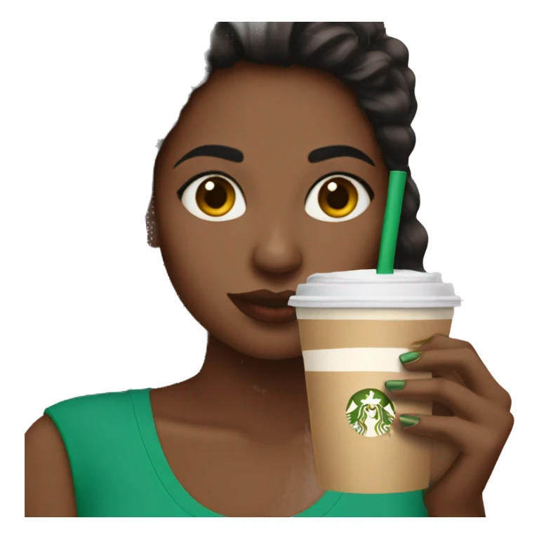 Girl drinking Starbucks with nails done sticker