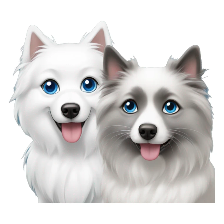 Japanese spitz and grey and white ragdoll with blue eyes sticker