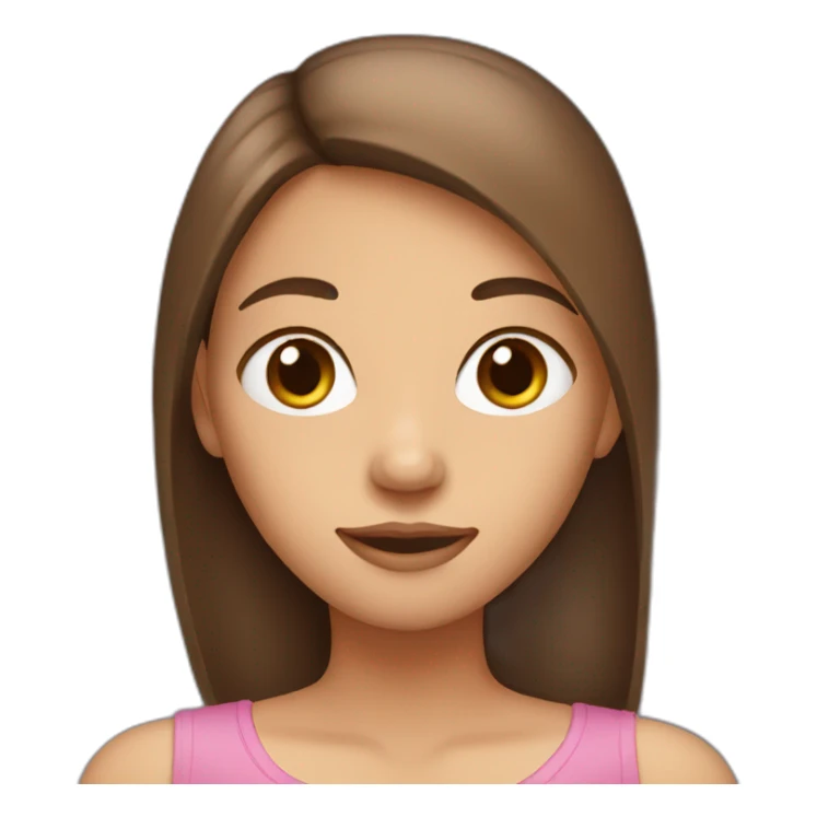 girl with straight long brown hair, brown eyes sticker