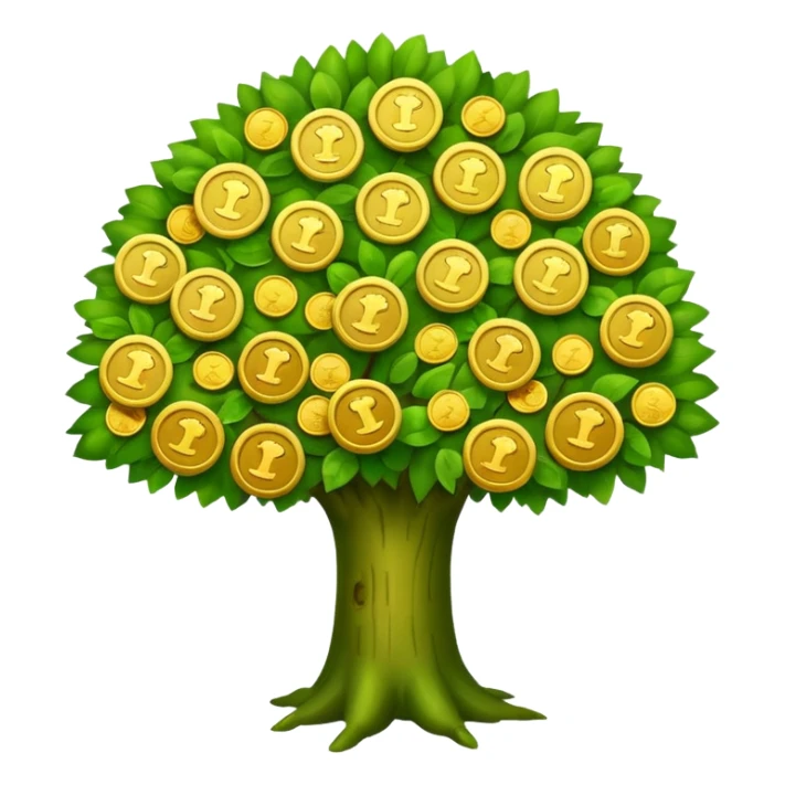 tree like in apple emoji with coins sticker