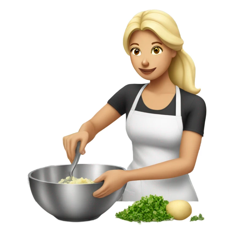 Blonde lady cooking potato salad sticker