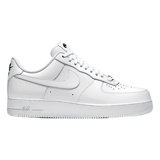 Pristine white Nike Air Force 1 with visible Nike swoosh logo sticker
