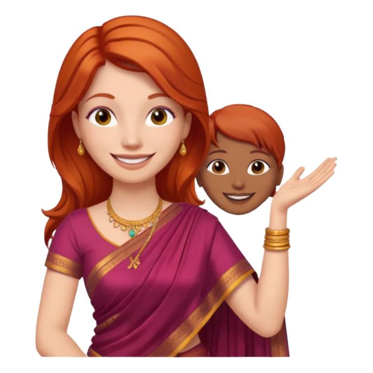 Red head woman praising Indian woman sticker