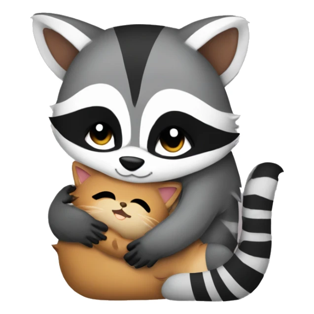Raccoon hugging cat sticker