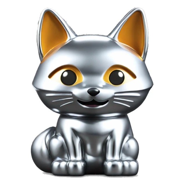 fully chrome fox statue in the form of maneki neko sticker