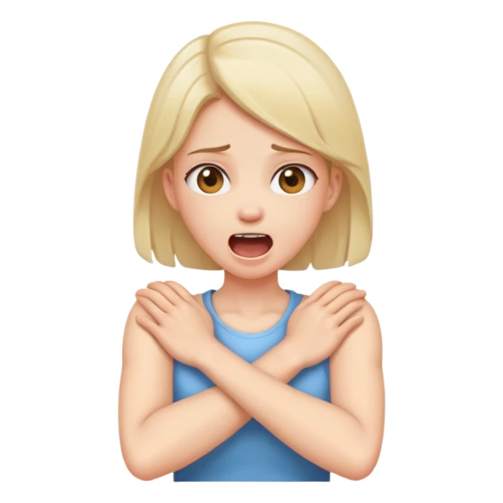 girl with her arms crossed holding her neck screaming sticker