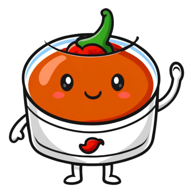 cute cartoon red chili chutney character with spicy expression sticker