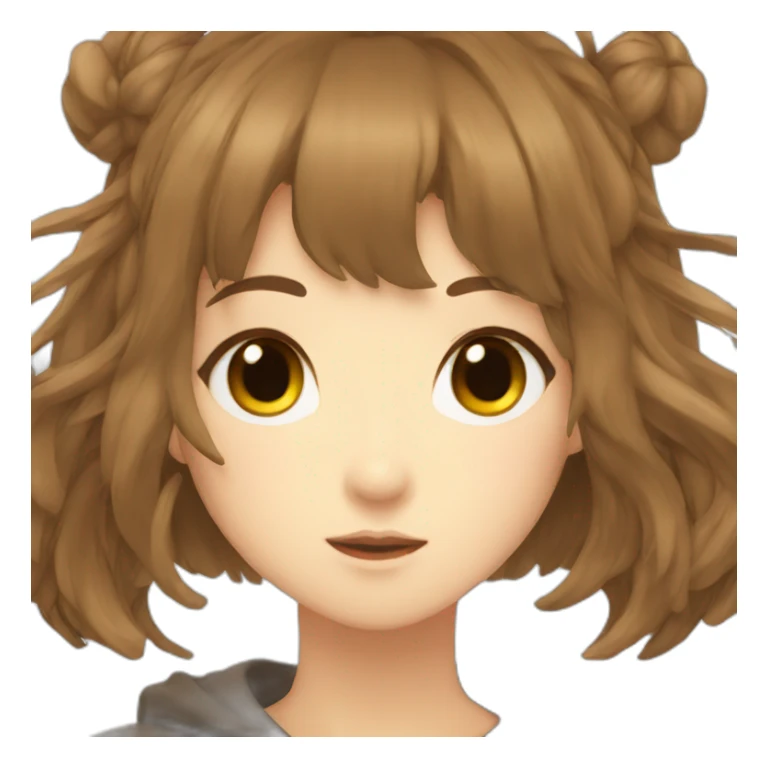 fall anime girl with brown hair and bangs sticker