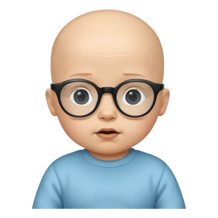 bald baby with black glasses sticker