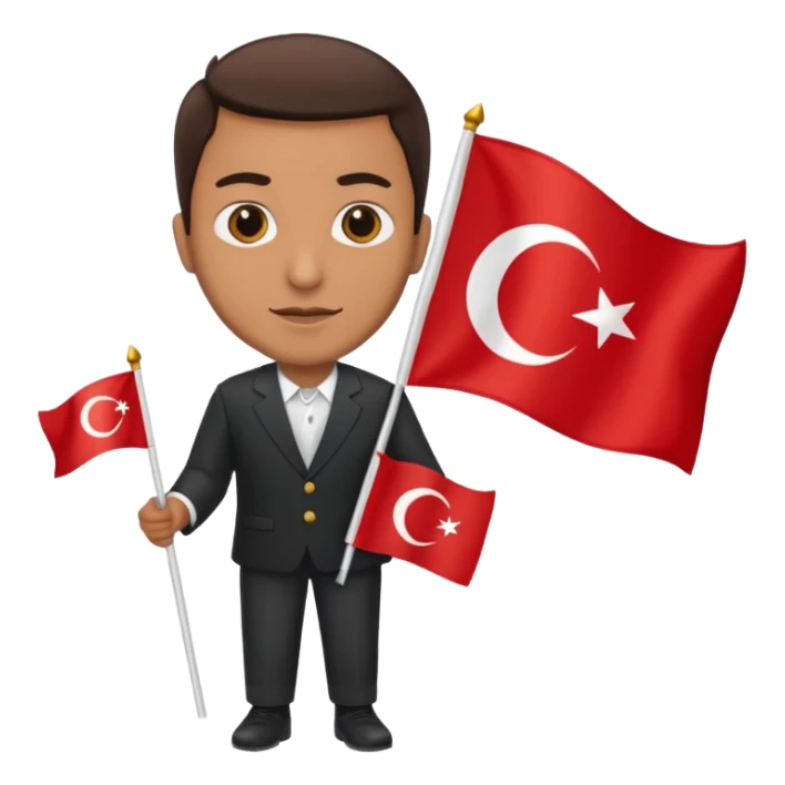 Türk bayrağı tutan adam sticker